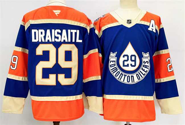 Men%27s Edmonton Oilers #29 Leon Draisaitl Royal 2024-25 With A Patch Heritage Classic Primegreen Stitched Jersey->boston bruins->NHL Jersey